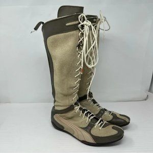 Vintage Puma London Trail Knee High Leather Moto Boots